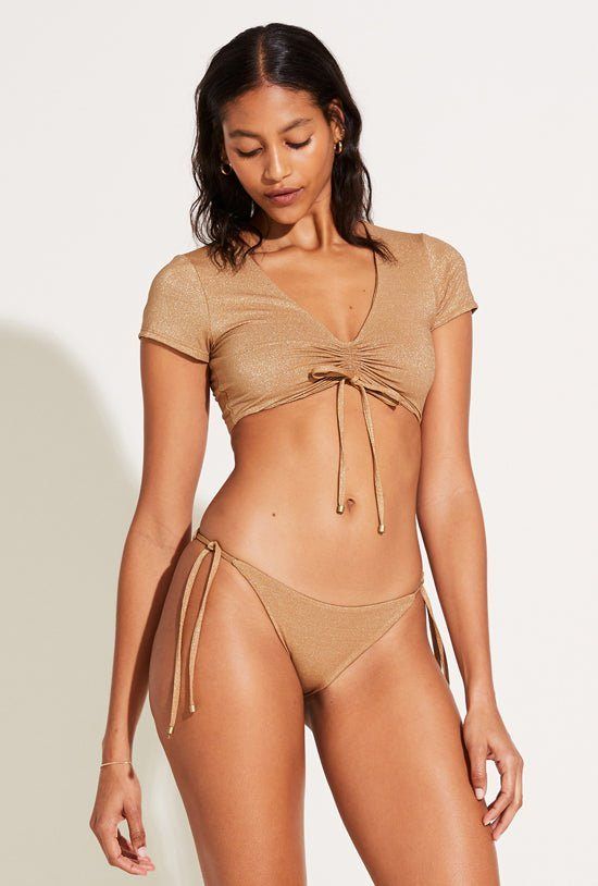 Elle Adjustable Tie Side Bottom - Golden Glow Metallic sold by Vitamin A