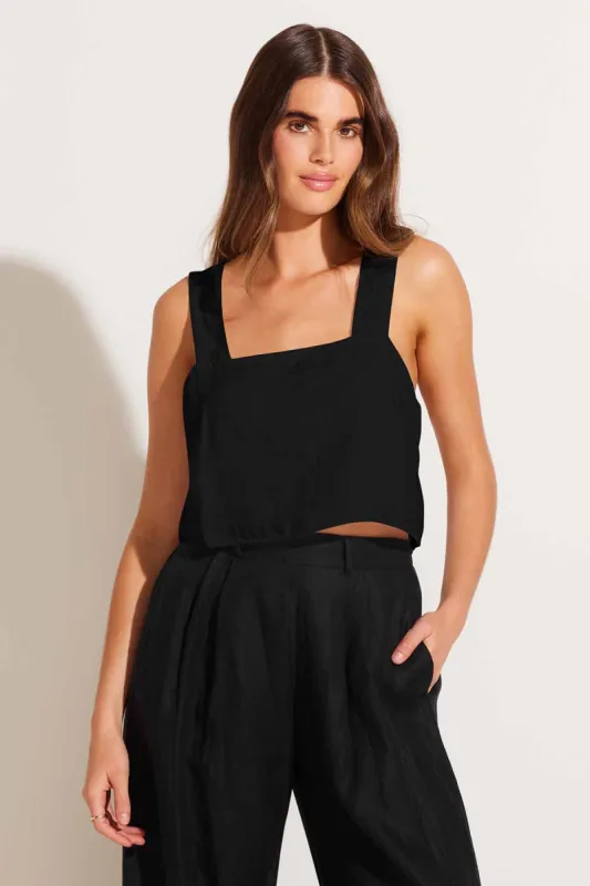 Tallows Linen Crop Top - Black EcoLinen sold by Vitamin A