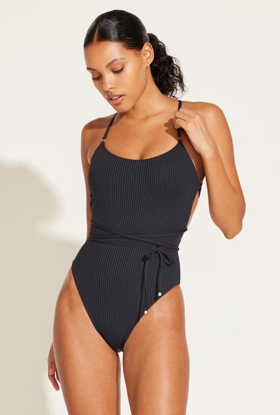 Yara Wrap One Piece - Black EcoRib sold by Vitamin A product image thumbnail 4