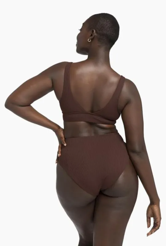 Sienna High Waist Full Cut Bottom - Chocolate EcoRib sold by Vitamin A