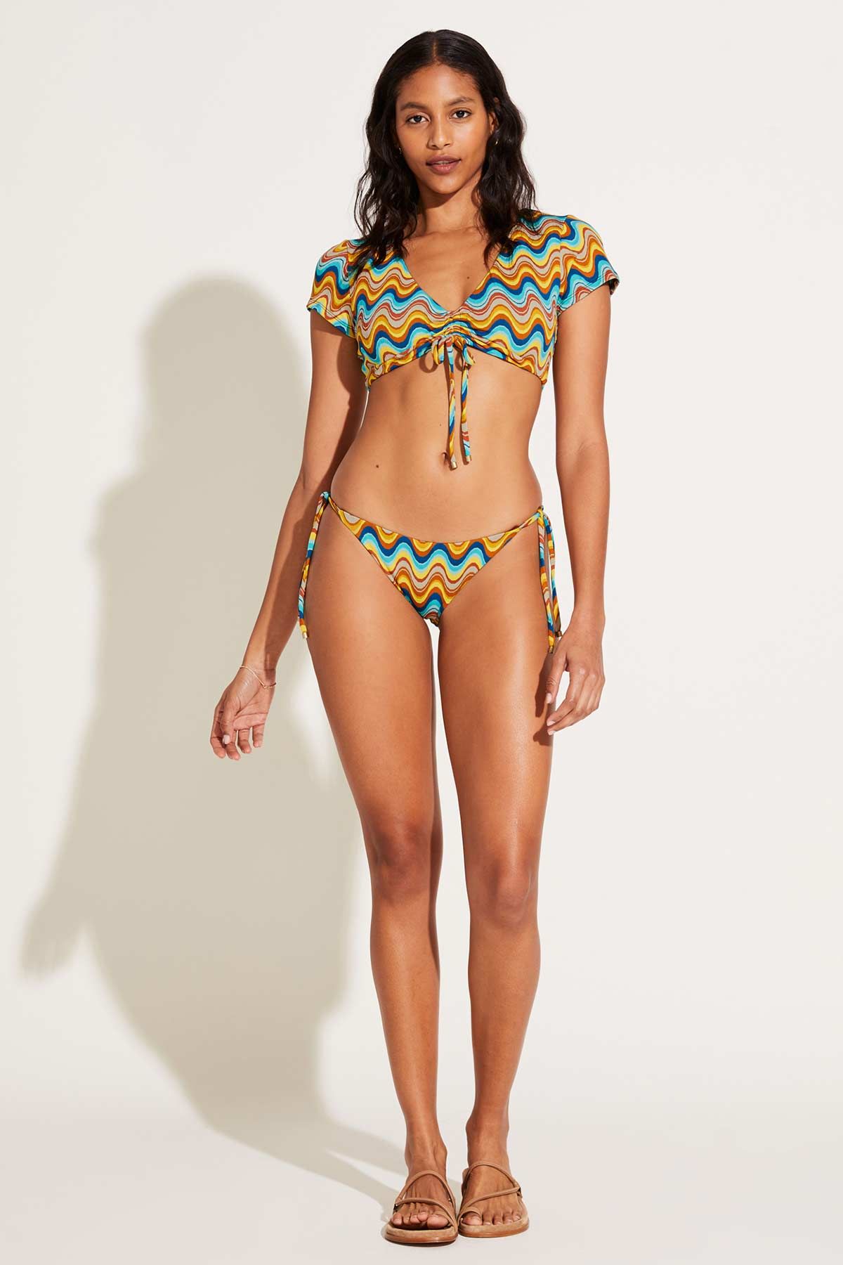 Gemma Ruched Crop Top - Retro Wave Yarn Dye sold by Vitamin A product image thumbnail 3