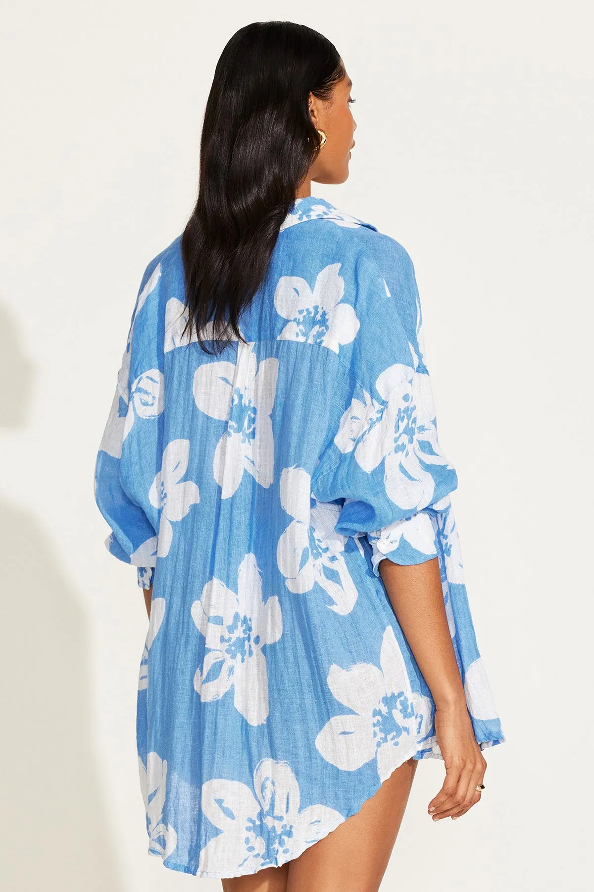 Playa Linen Boyfriend Shirt - Spring Bloom EcoLinen sold by Vitamin A product image thumbnail 3