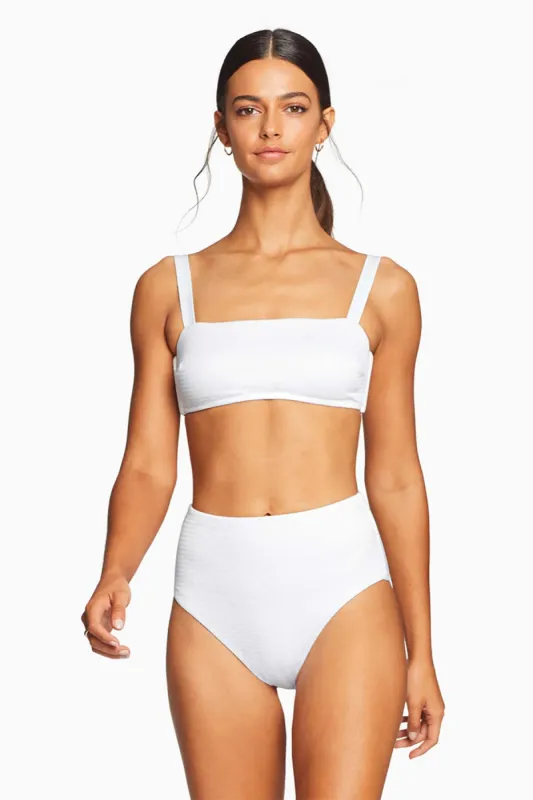 Barcelona High Waist Full Cut Bottom - White EcoTex sold by Vitamin A