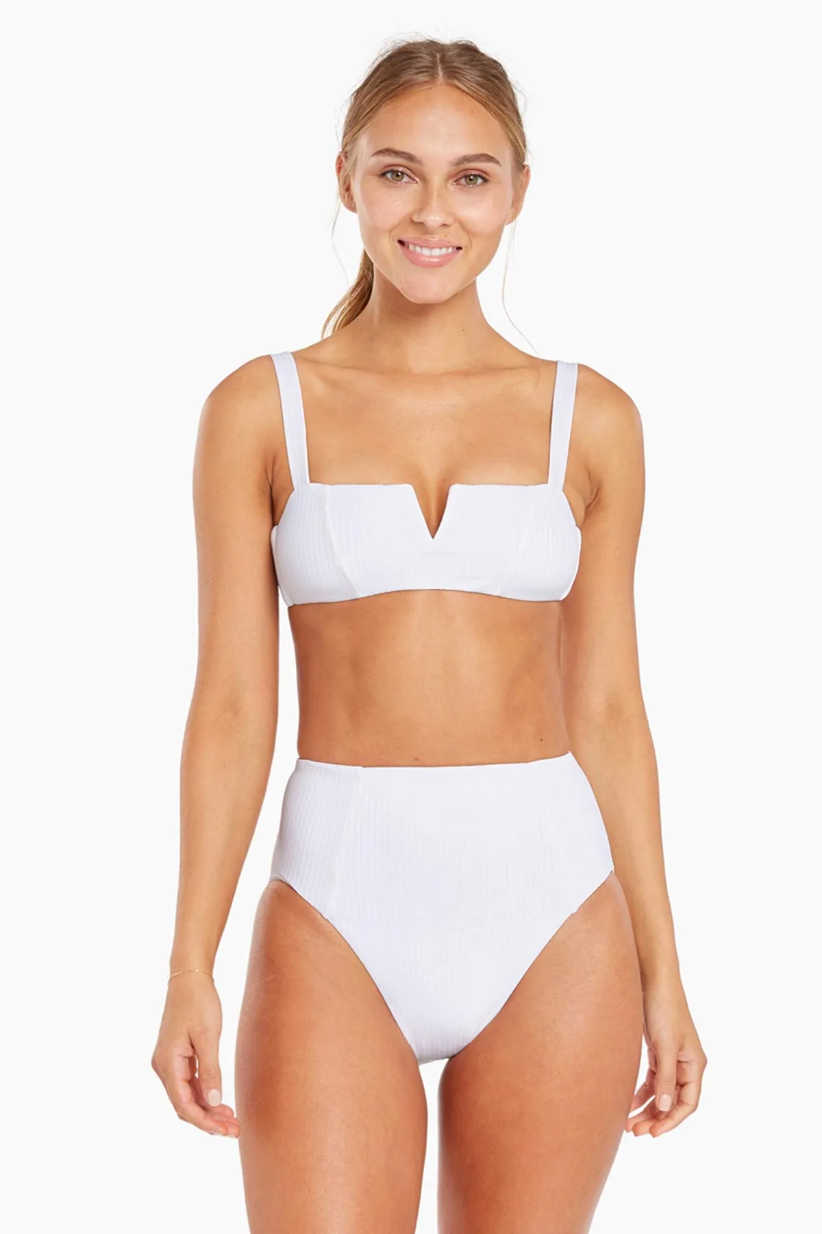 Sienna High Waist Full Cut Bottom - White EcoRib sold by Vitamin A