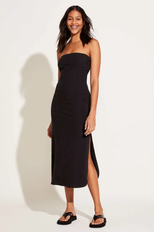 Strapless West Dress - Black Organic Rib sold by Vitamin A
