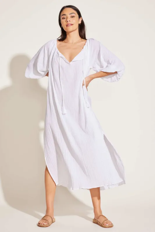 Costa Caftan - White Crinkle Organic Cotton sold by Vitamin A