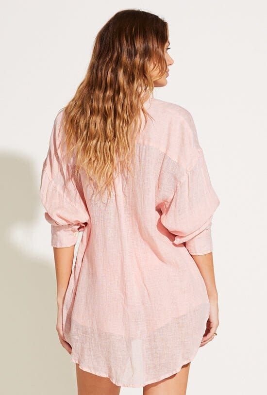 Playa Linen Oversized Shirt - EcoLinen Gauze Pink Coral sold by Vitamin A product image thumbnail 3
