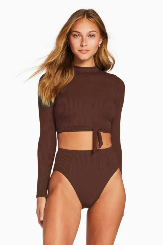 Sienna High Waist Full Cut Bottom - Chocolate EcoRib sold by Vitamin A