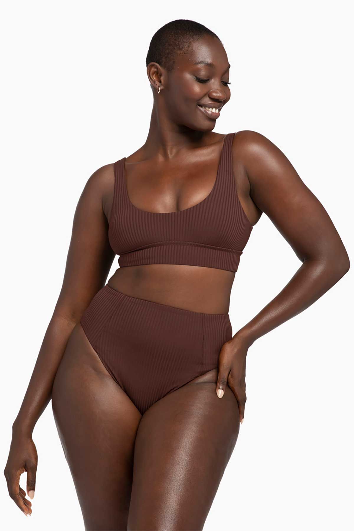 Sienna High Waist Full Cut Bottom - Chocolate Brown EcoRib sold by Vitamin A product image thumbnail 2
