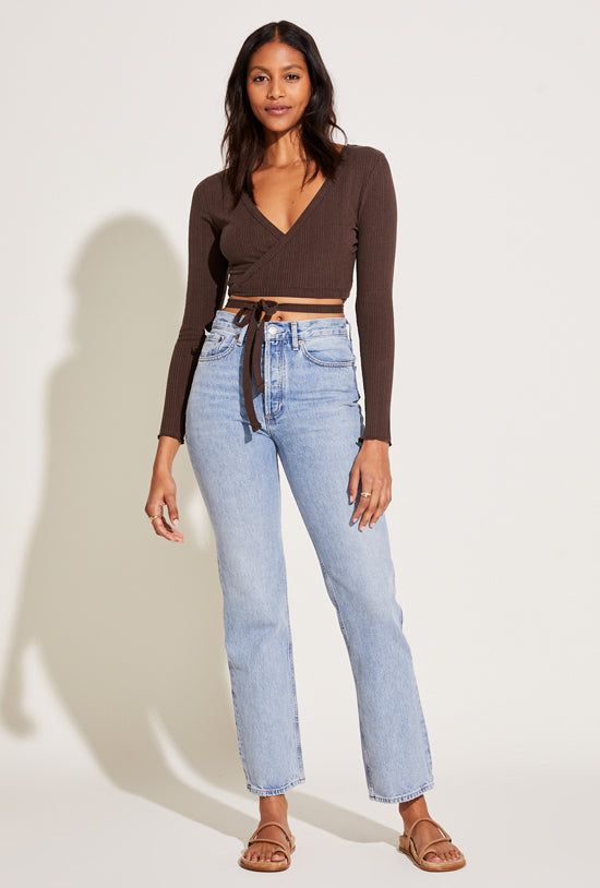 West Organic Rib Wrap Top - Chocolate Organic Rib sold by Vitamin A