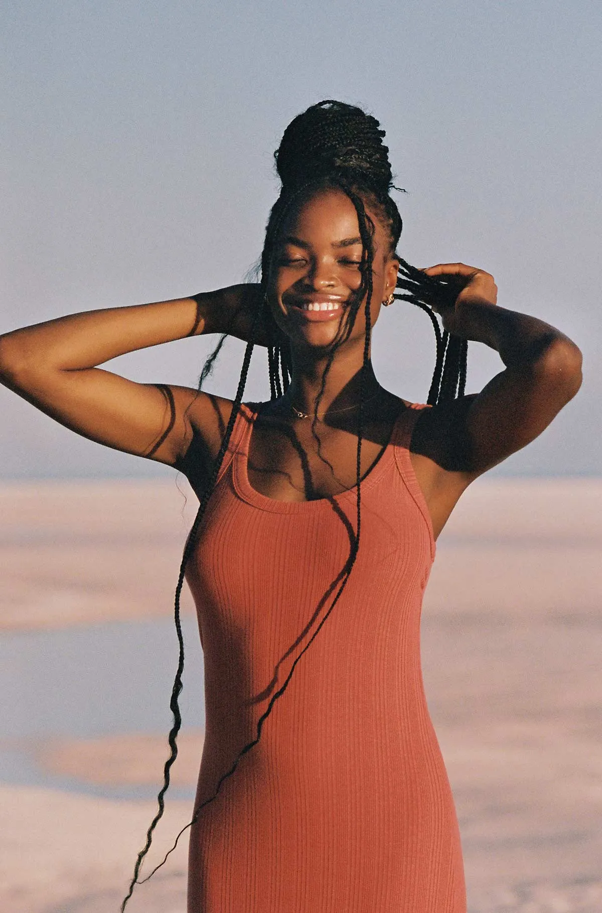 West Organic Rib Tank Dress - Copper Brown Organic Rib sold by Vitamin A product image thumbnail 4