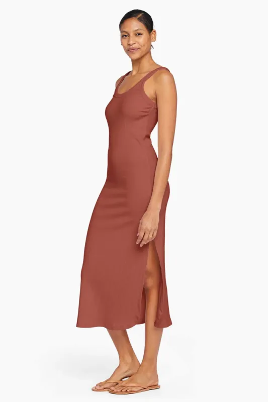 West Organic Rib Tank Dress - Copper Brown Organic Rib sold by Vitamin A