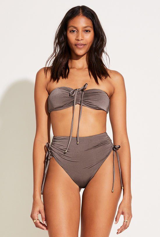 Gemma Ruched High Waist Bottom - Mineral Shimmer EcoLux sold by Vitamin A
