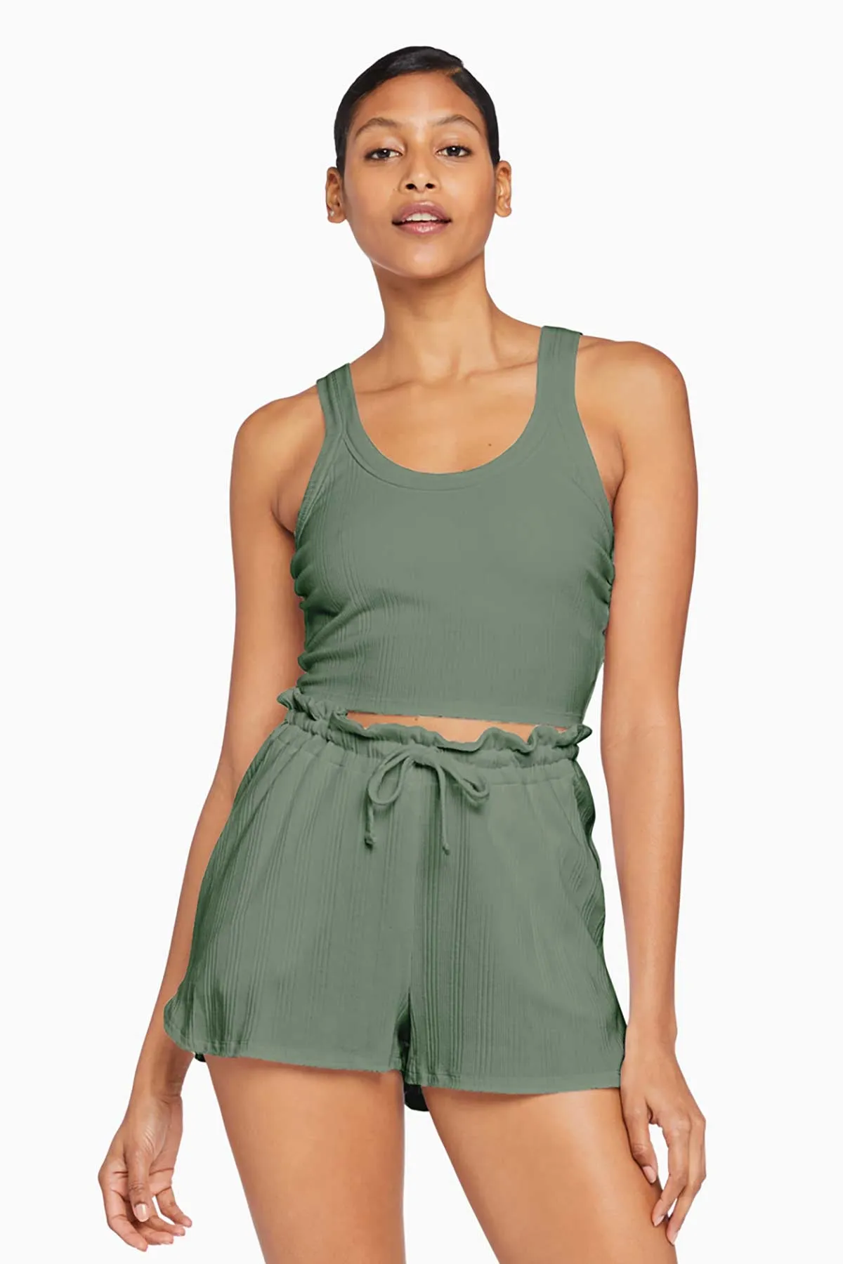 Thalia Organic Rib Crop Top - Agave Organic Rib sold by Vitamin A