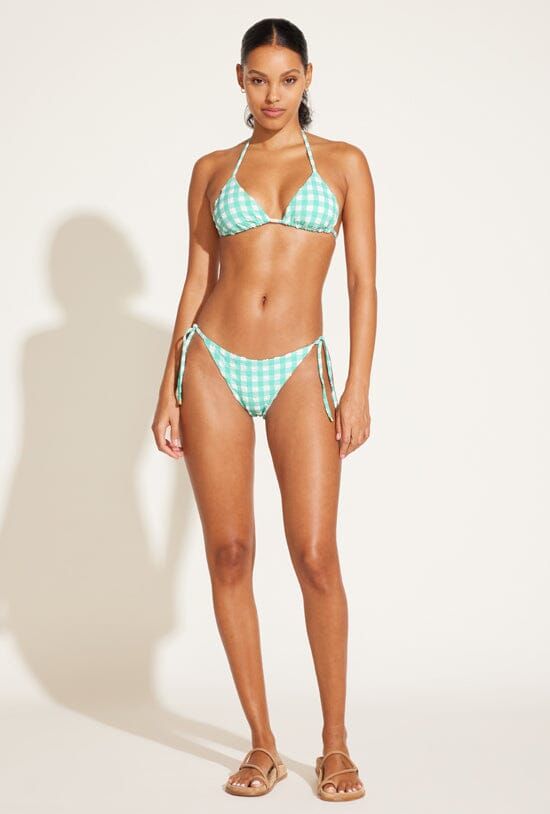 Gia Triangle Top - Seafoam Pucker Gingham sold by Vitamin A