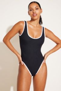Reese Reversible One Piece - Black EcoRib BT sold by Vitamin A