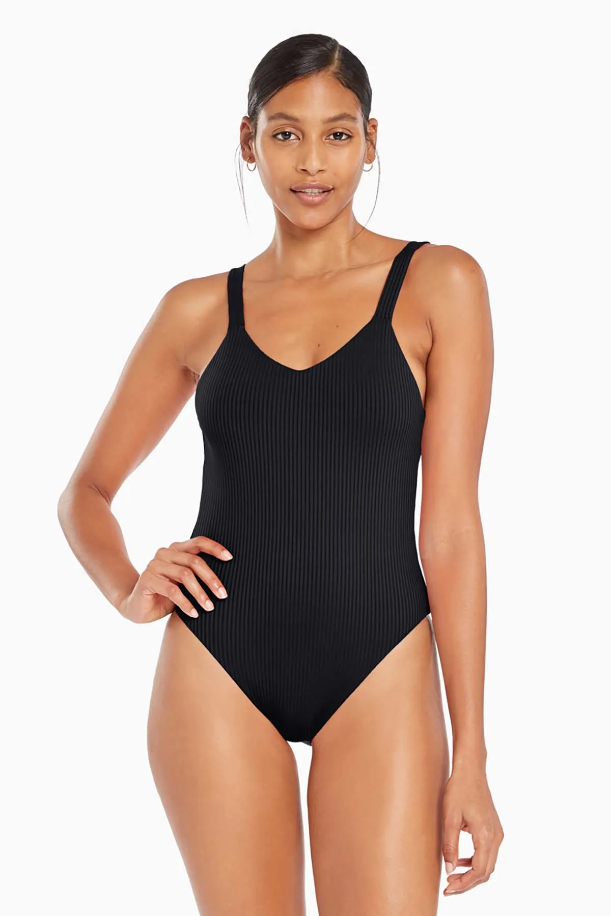 Leah One Piece Full Cut - Black EcoRib sold by Vitamin A