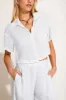 Hana Cropped Shirt - White EcoLinen sold by Vitamin A