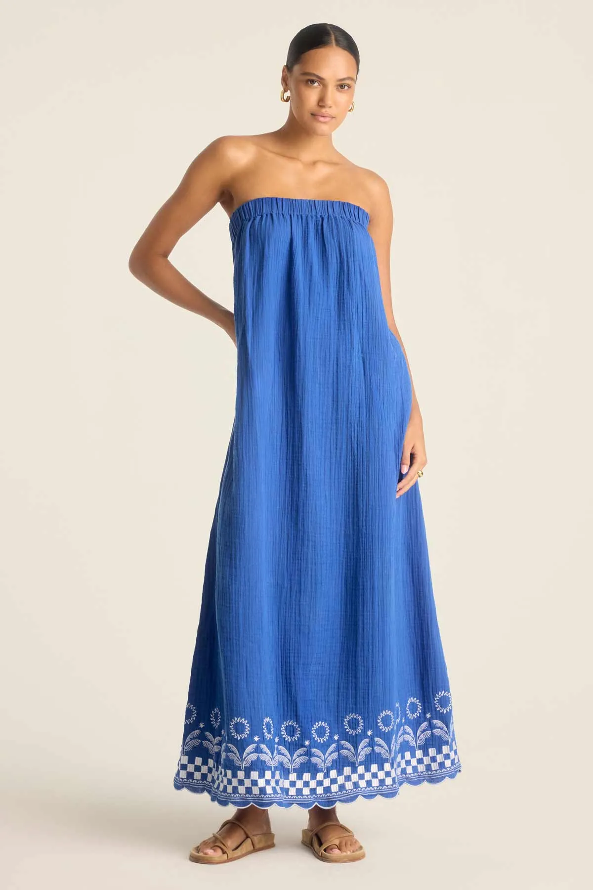 Daya Embroidered Dress - Cobalt Mykonos sold by Vitamin A