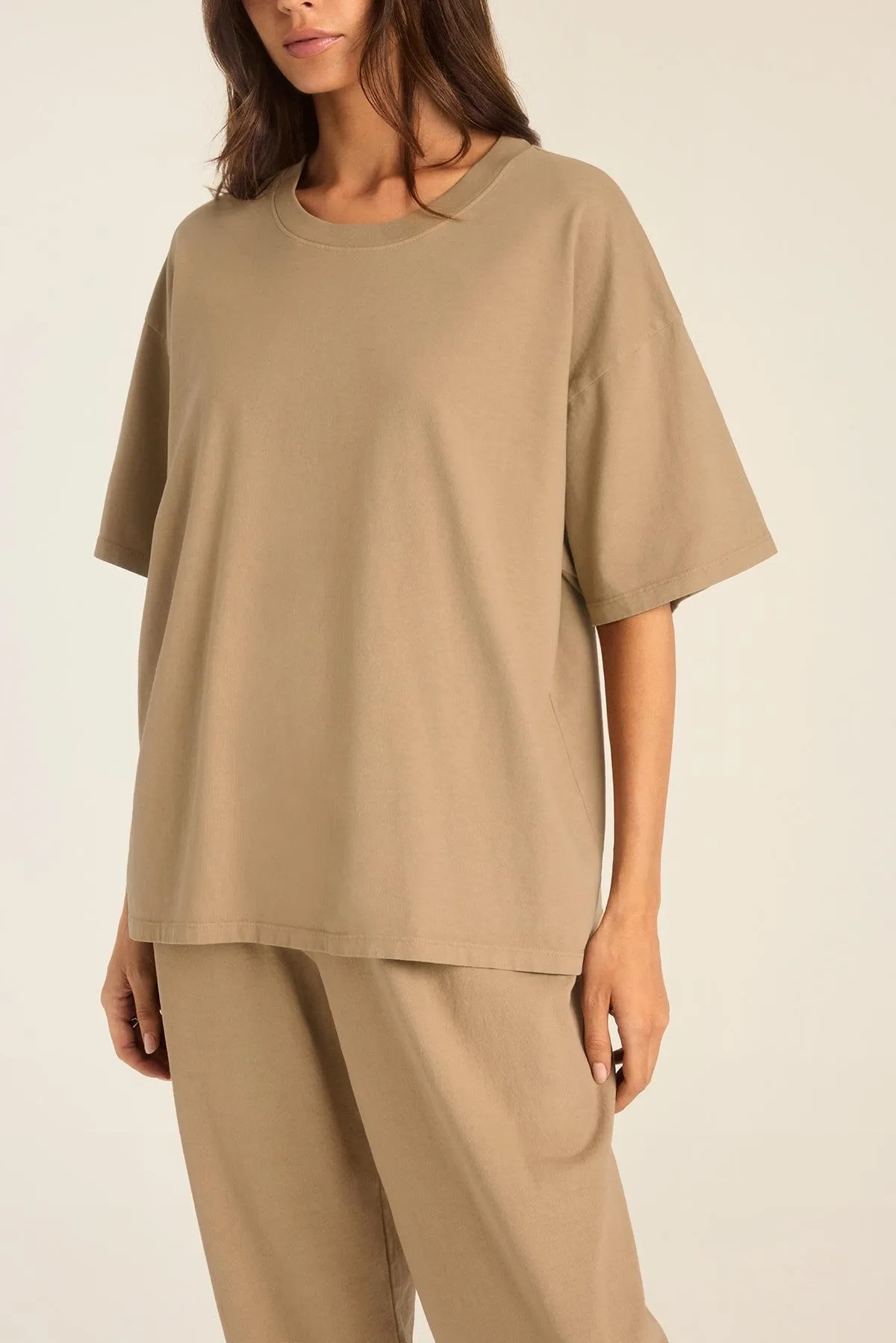 Coast Oversized Boyfriend Tee - Latte Cotton Jersey sold by Vitamin A product image thumbnail 2