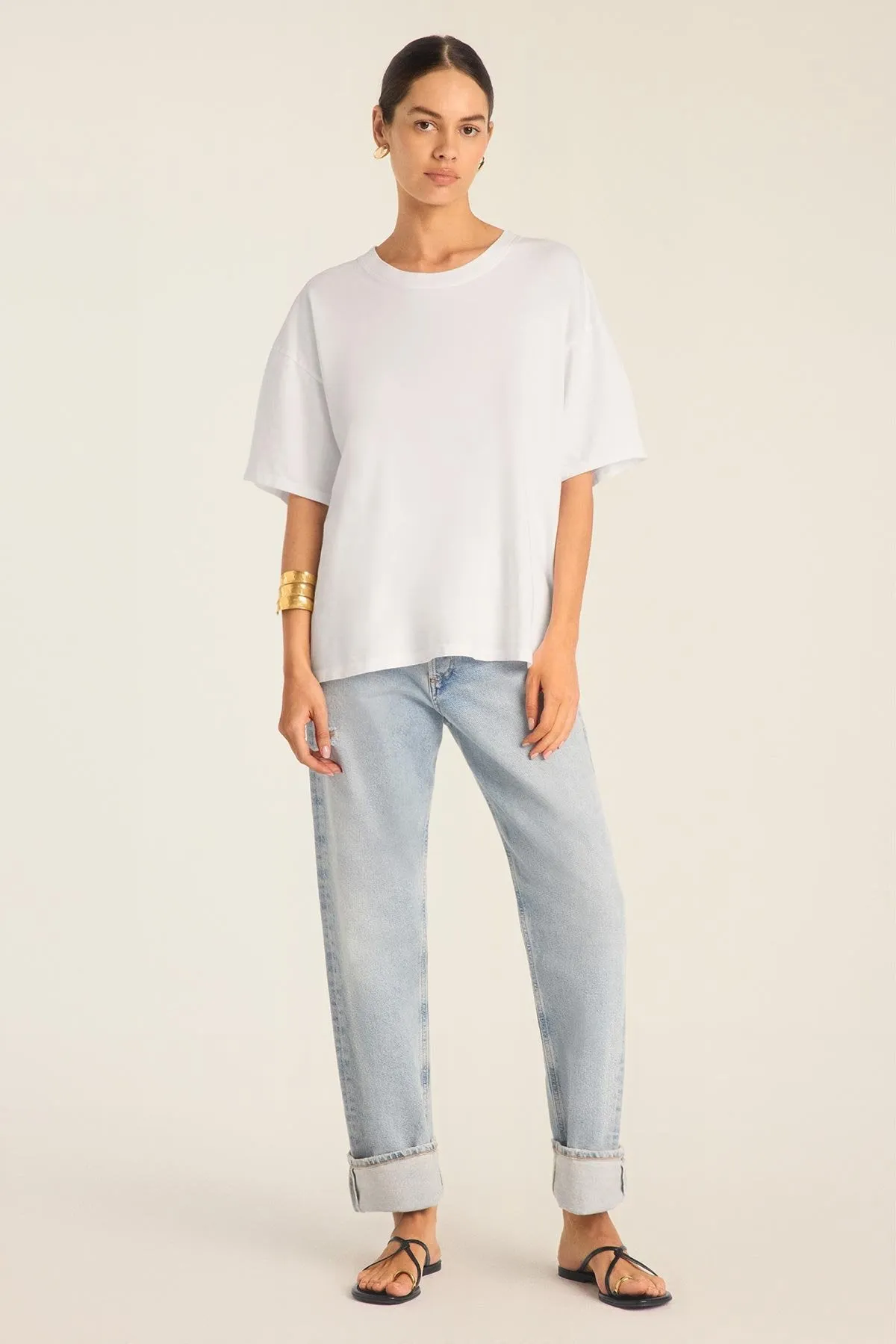 Coast Oversized Boyfriend Tee - White Cotton Jersey sold by Vitamin A