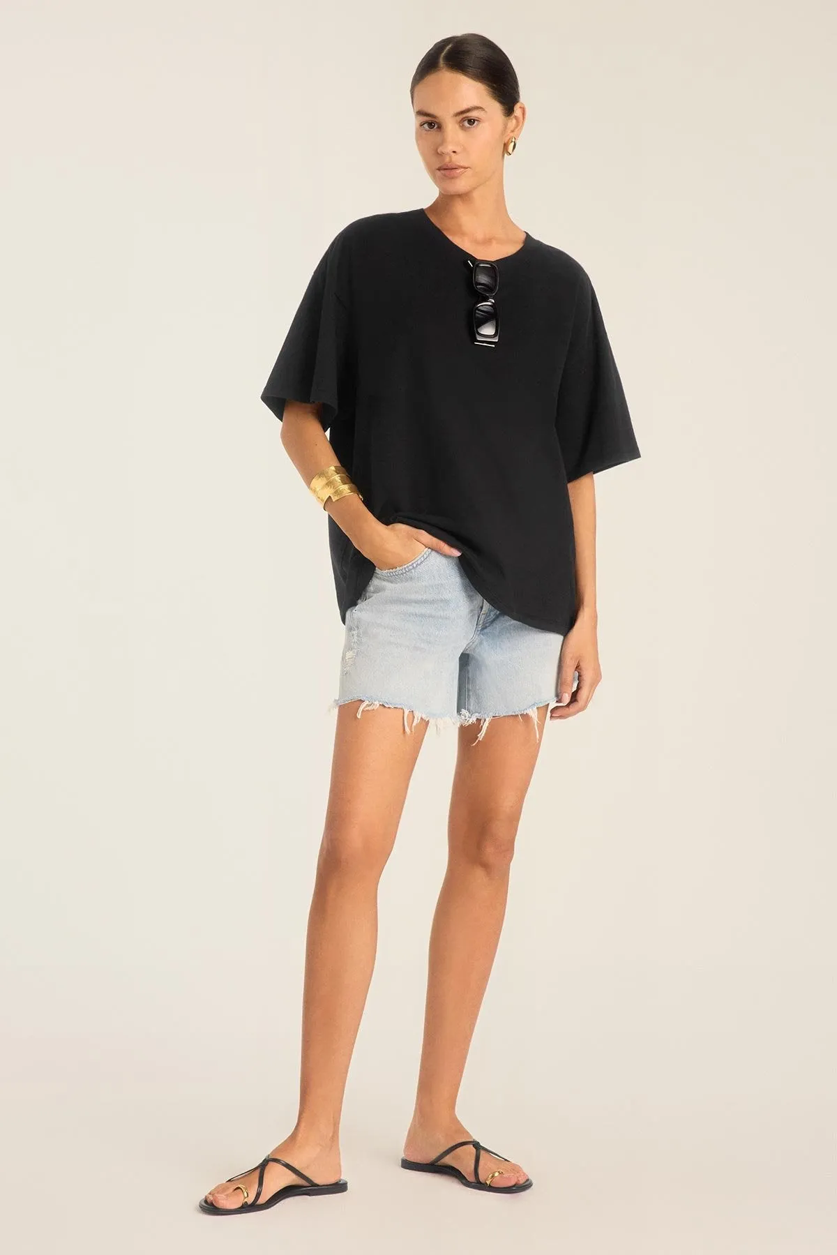 Coast Oversized Boyfriend Tee - Black Cotton Jersey sold by Vitamin A