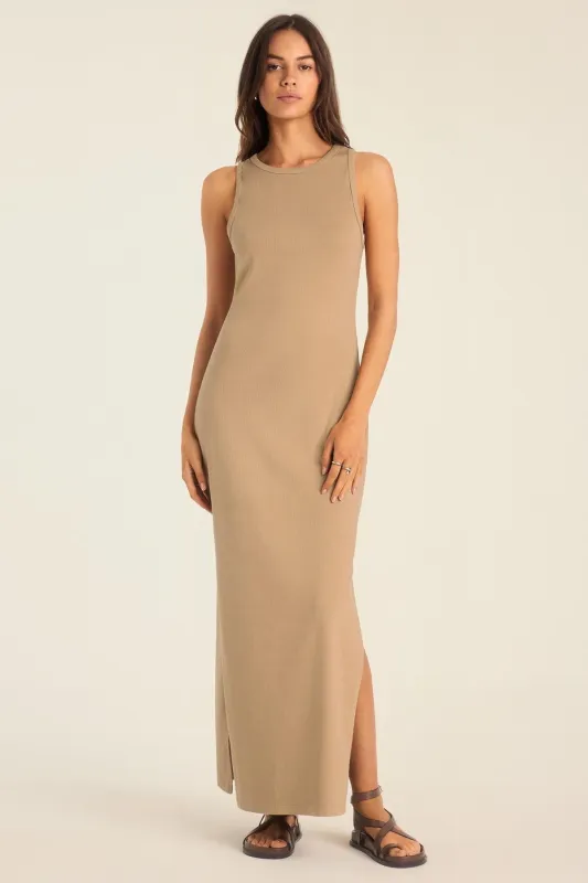Daybreak Essential Midi Dress - Latte Cotton Rib sold by Vitamin A
