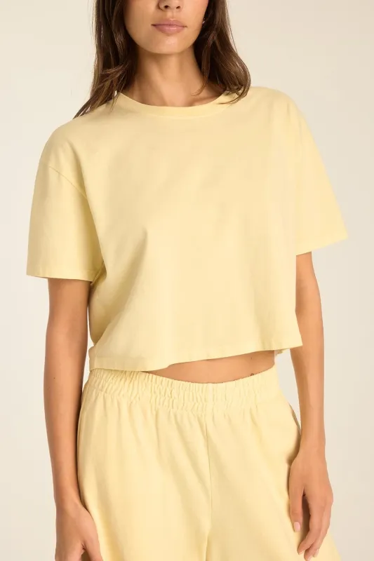 Coast Crop Tee - Buttercream Cotton Jersey sold by Vitamin A