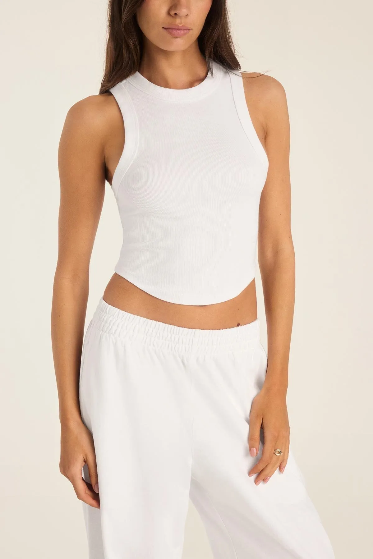 Daybreak Essential Crop Tank - White Cotton Rib sold by Vitamin A product image thumbnail 2