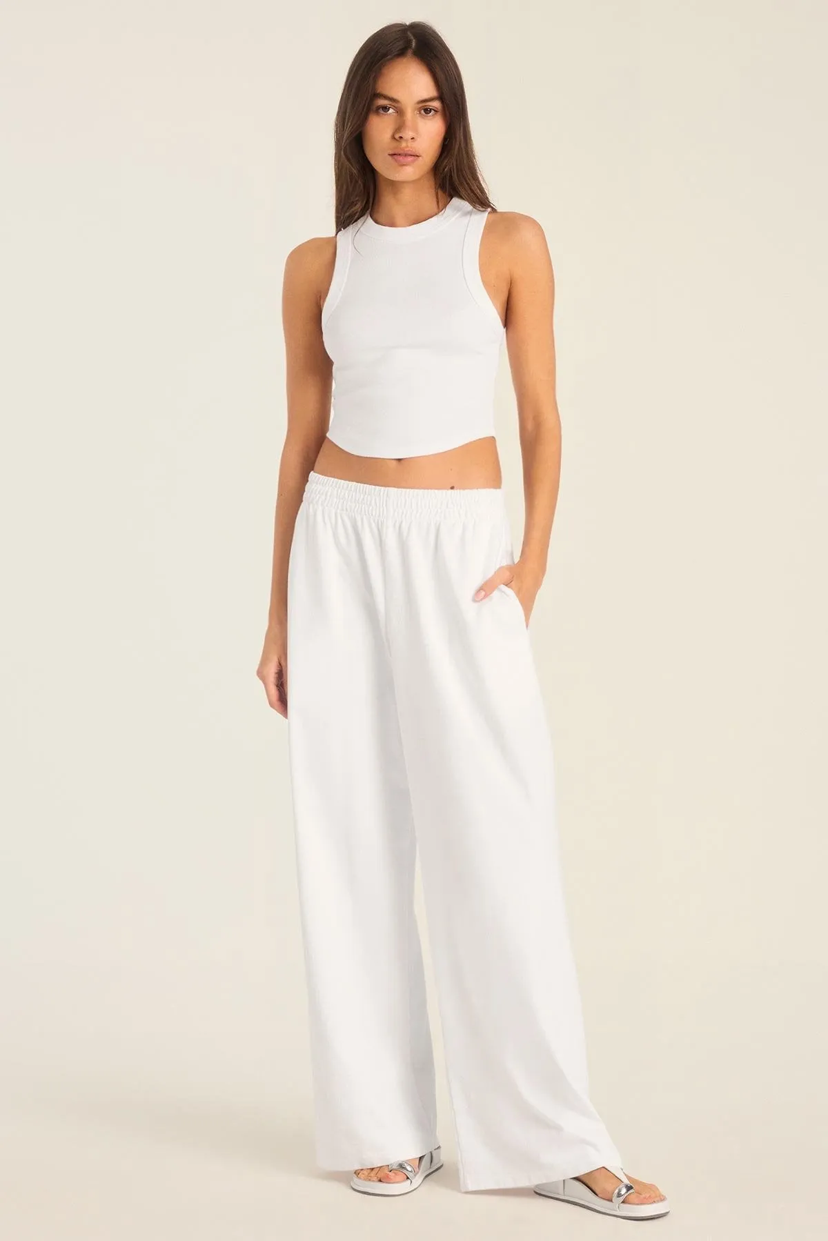 Daybreak Essential Crop Tank - White Cotton Rib sold by Vitamin A product image thumbnail 3