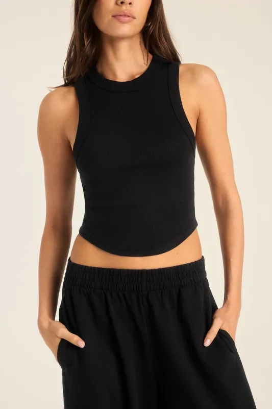 Daybreak Essential Crop Tank - Black Cotton Rib sold by Vitamin A