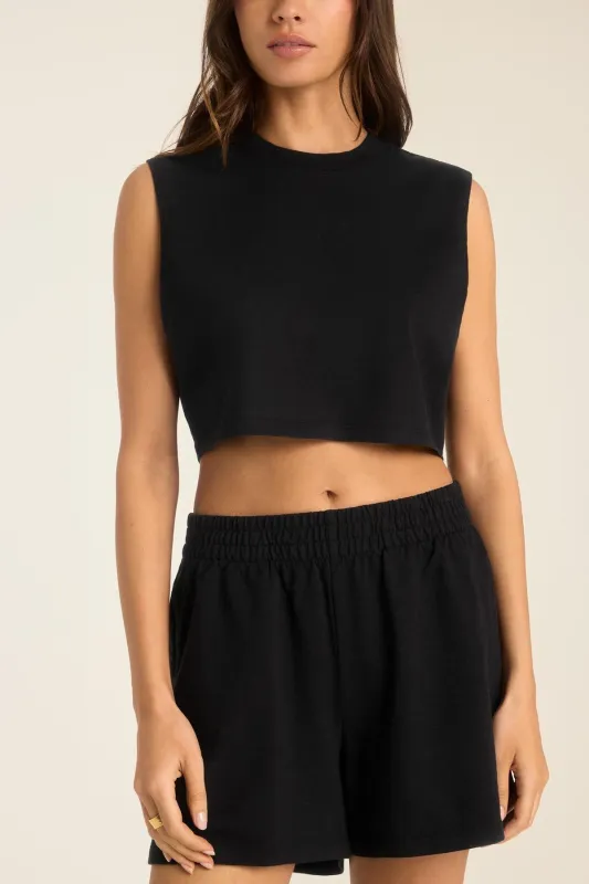 Coast Crop Muscle Tank - Black Cotton Jersey sold by Vitamin A