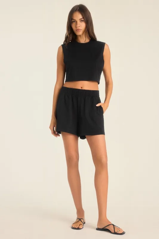 Coast Short - Black Cotton Jersey sold by Vitamin A