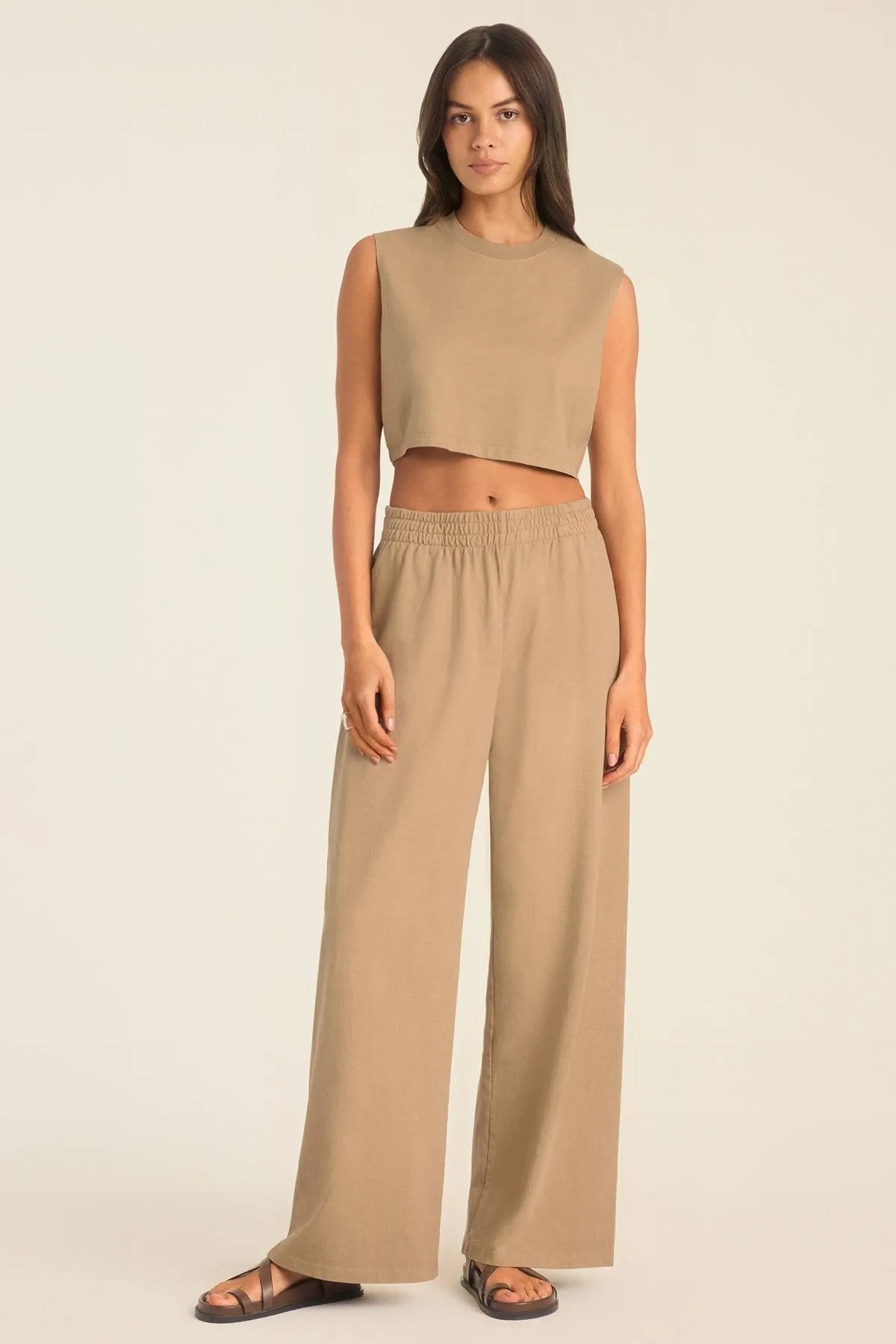 Coast Pant - Latte Cotton Jersey sold by Vitamin A