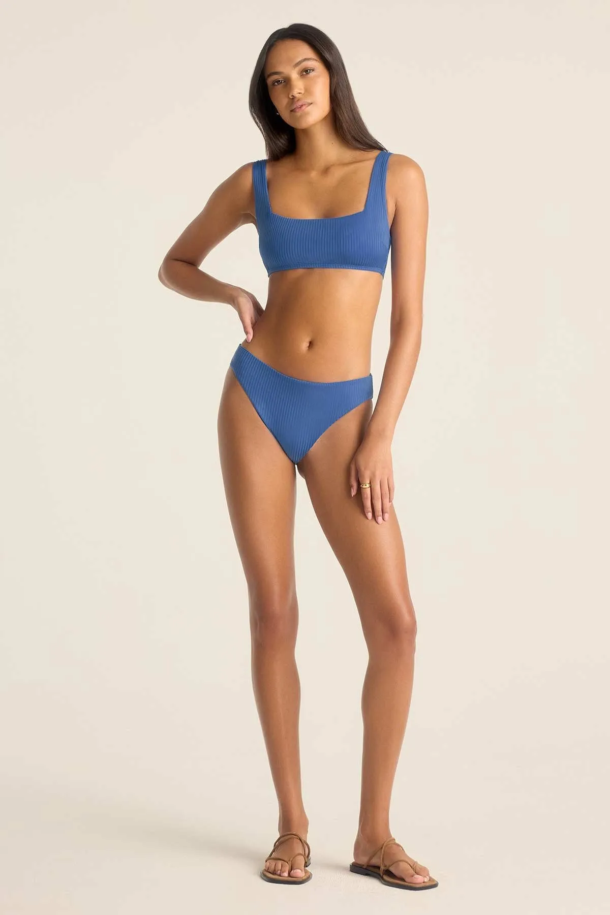 Cali High Leg Full Bottom - Chambray EcoRib sold by Vitamin A