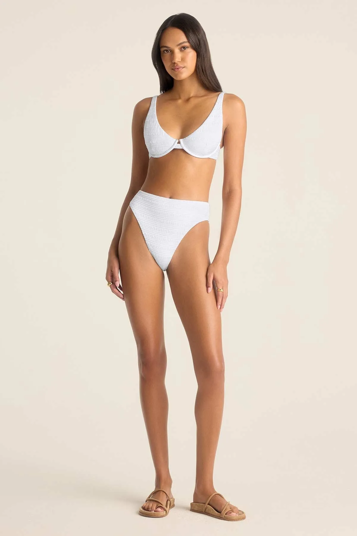 Barcelona High Waist Bottom - White Seersucker Stripe sold by Vitamin A product image thumbnail 4