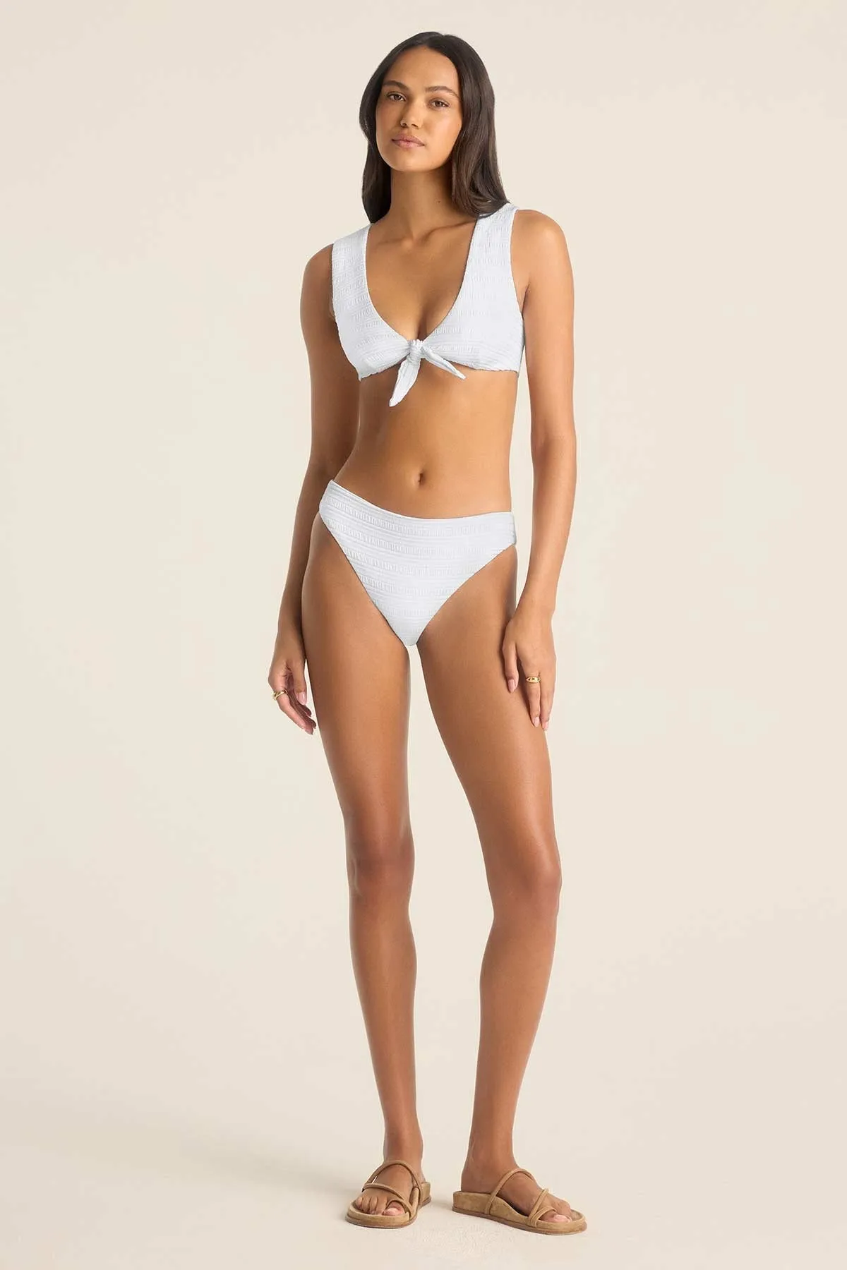 Cali High Leg Full Bottom - White Seersucker Stripe sold by Vitamin A