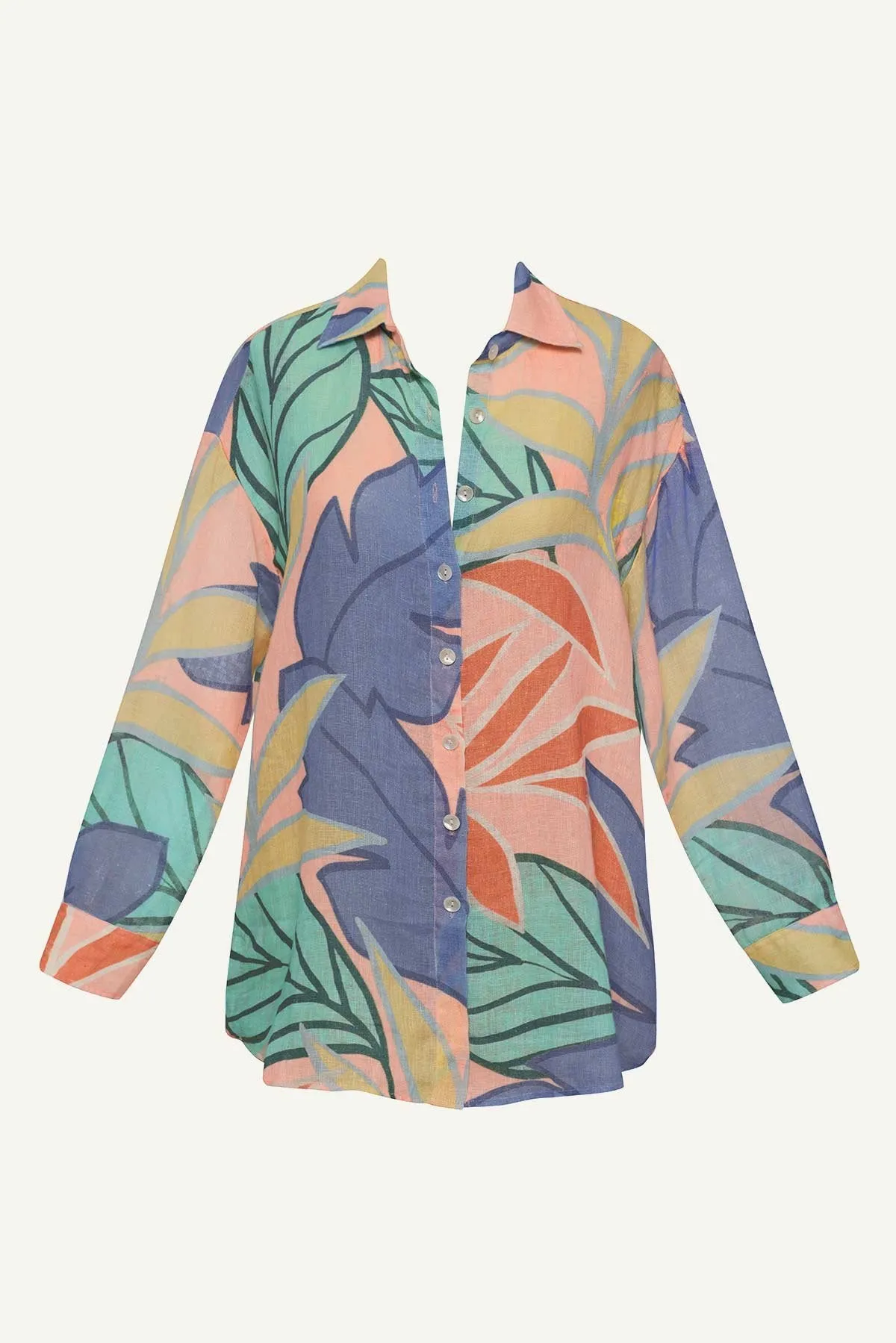 Playa Linen Boyfriend Shirt - Retro Jungle EcoLinen sold by Vitamin A product image thumbnail 3