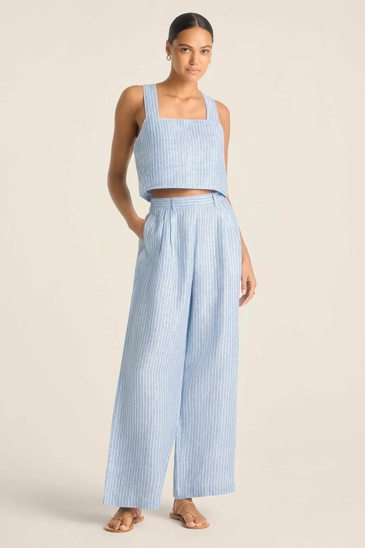 Tallows Linen Crop Top - Summer Stripe EcoLinen sold by Vitamin A product image thumbnail 2