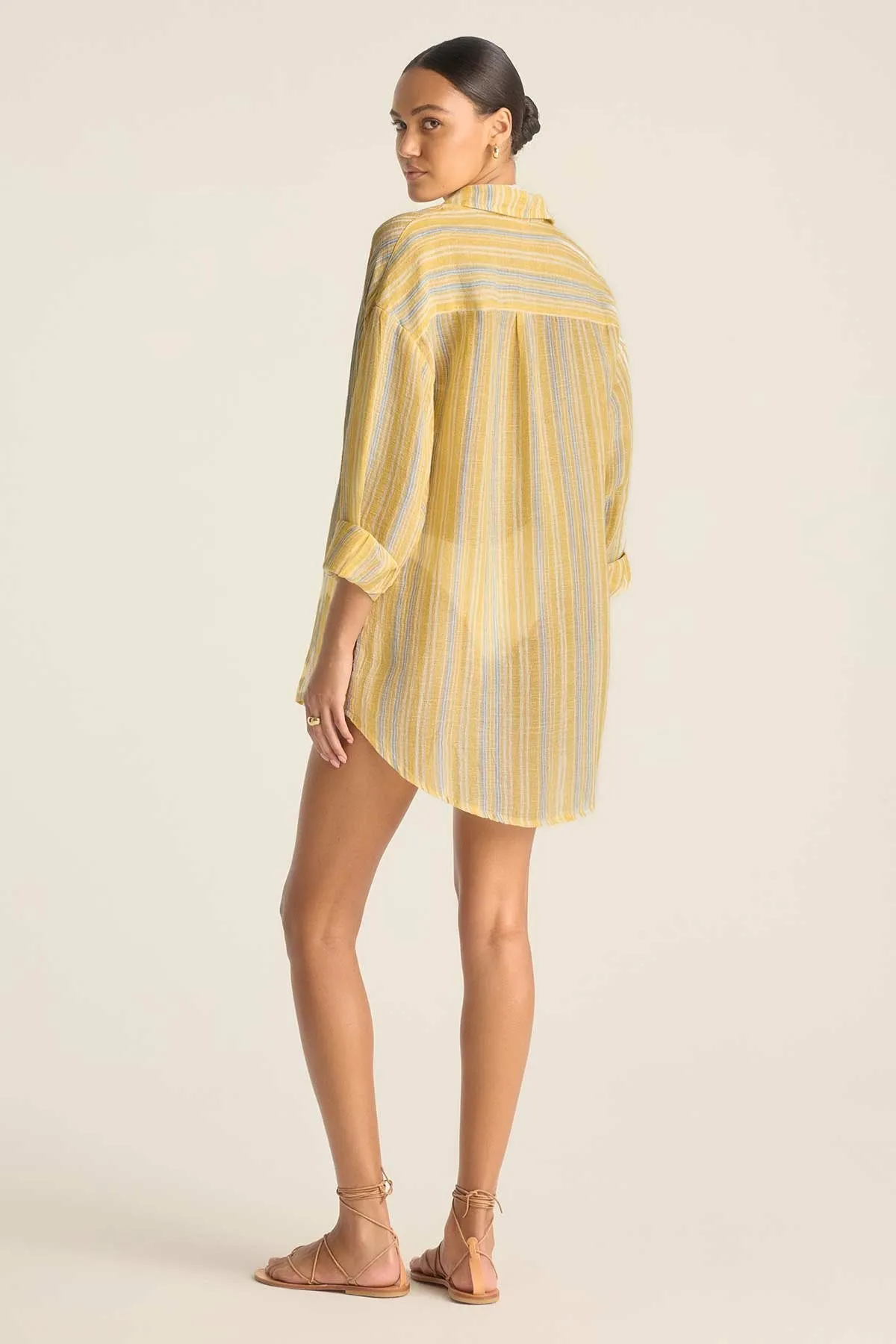 Playa Linen Boyfriend Shirt - Sunny Skies EcoLinen sold by Vitamin A product image thumbnail 4