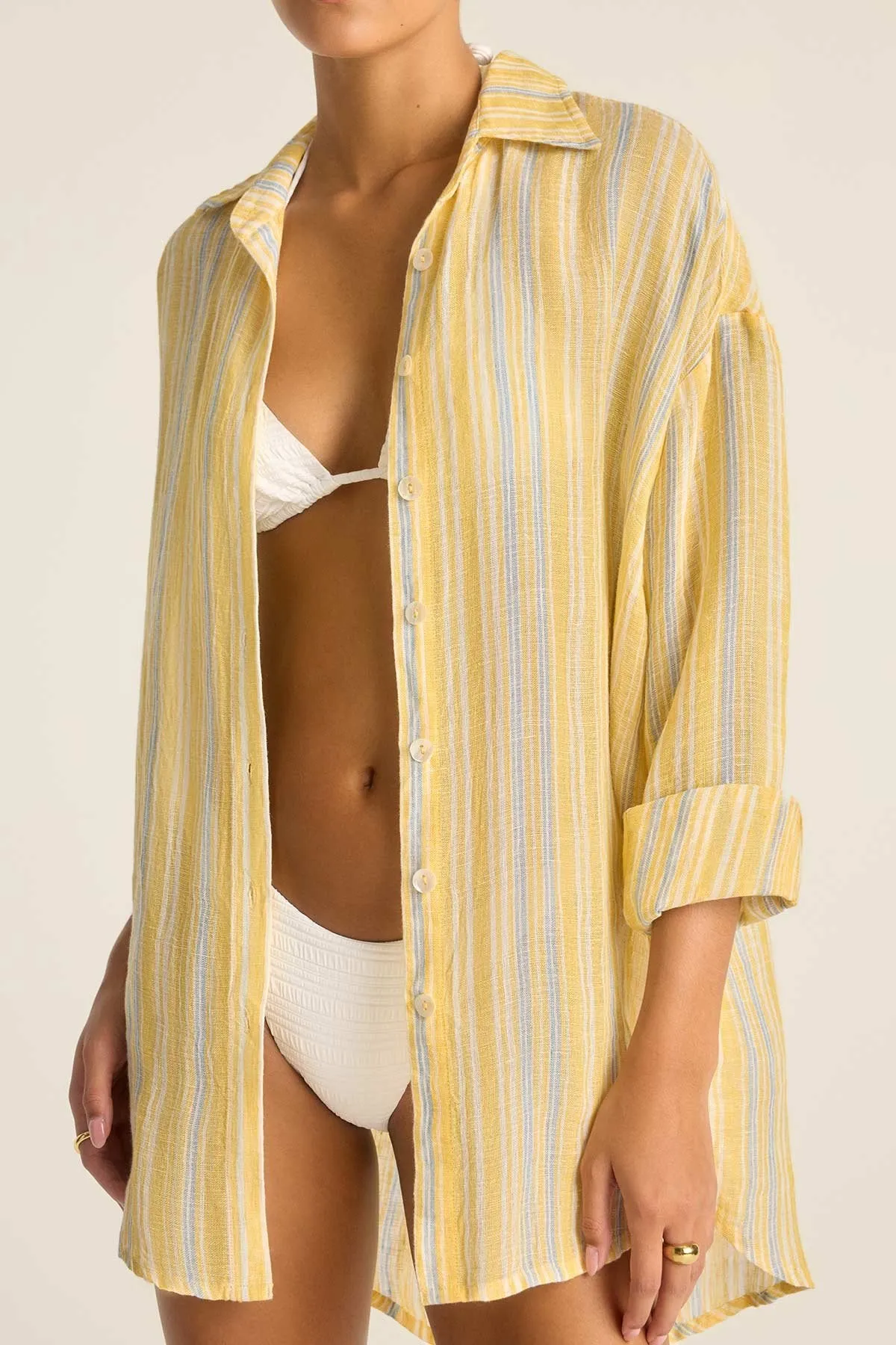 Playa Linen Boyfriend Shirt - Sunny Skies EcoLinen sold by Vitamin A product image thumbnail 2