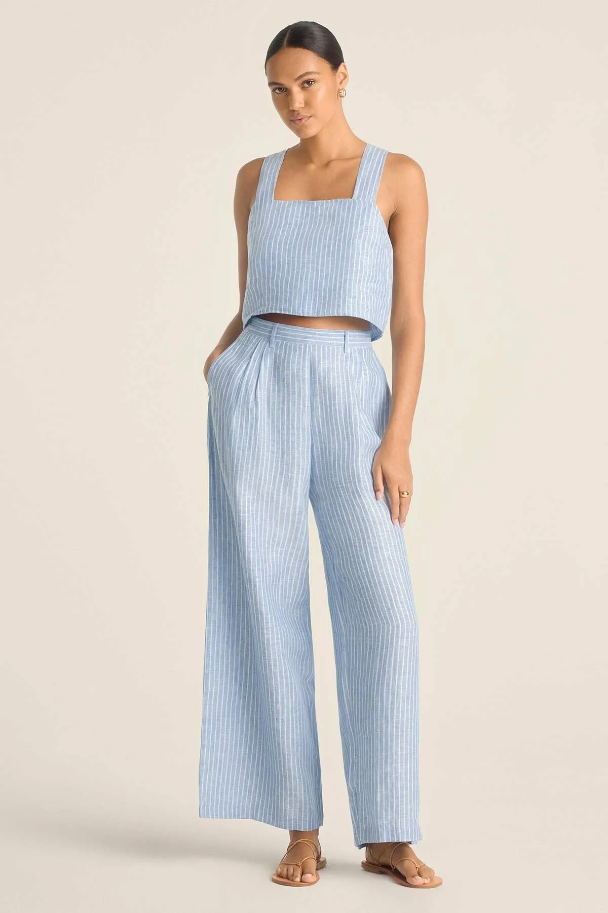 The Getaway Pant - Summer Stripe EcoLinen sold by Vitamin A