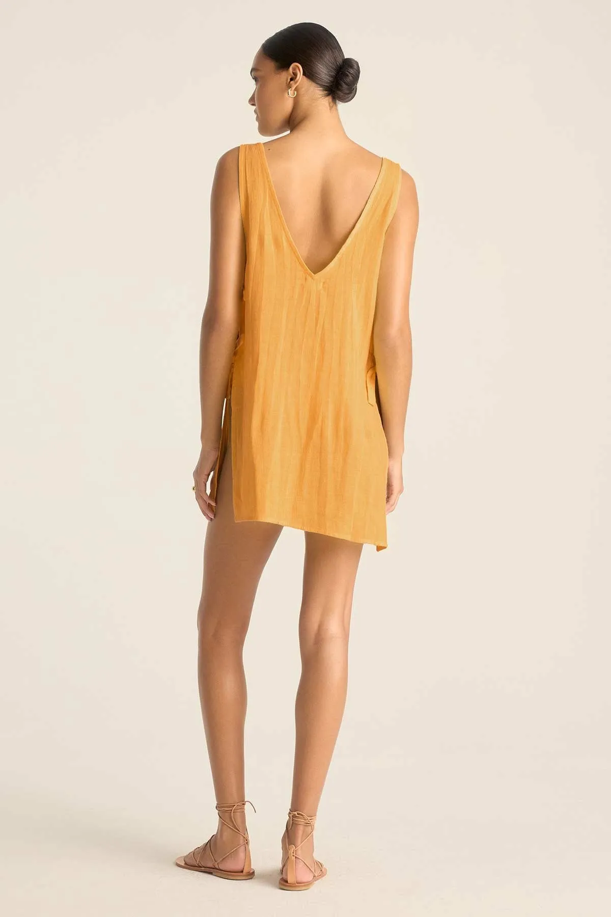 Riviera Mini Dress - Creamsicle Crinkle Linen sold by Vitamin A product image thumbnail 3