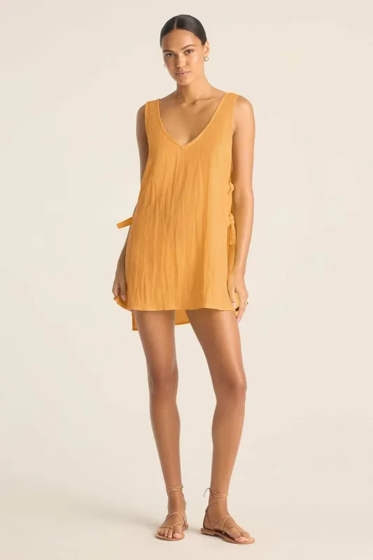 Riviera Mini Dress - Creamsicle Crinkle Linen sold by Vitamin A