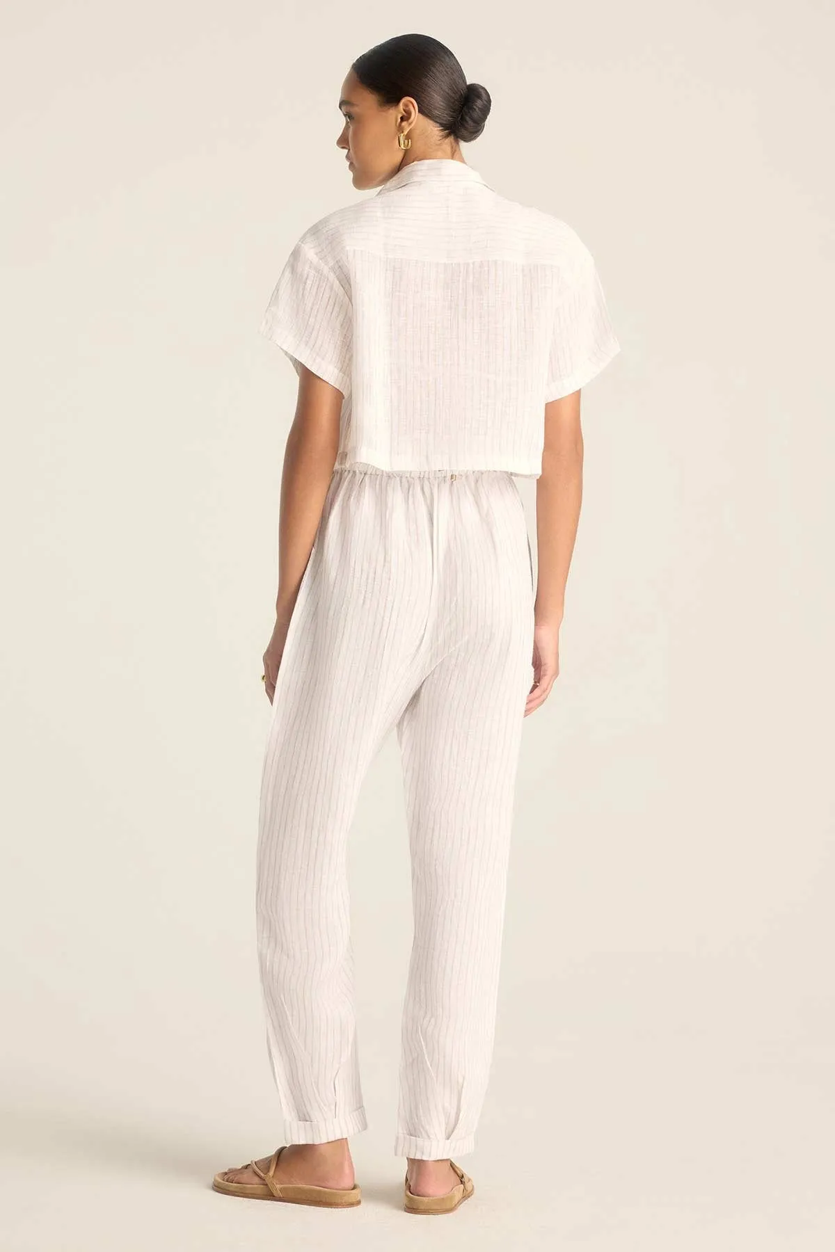 Hana Cropped Shirt - Boardwalk Stripe EcoLinen sold by Vitamin A product image thumbnail 3