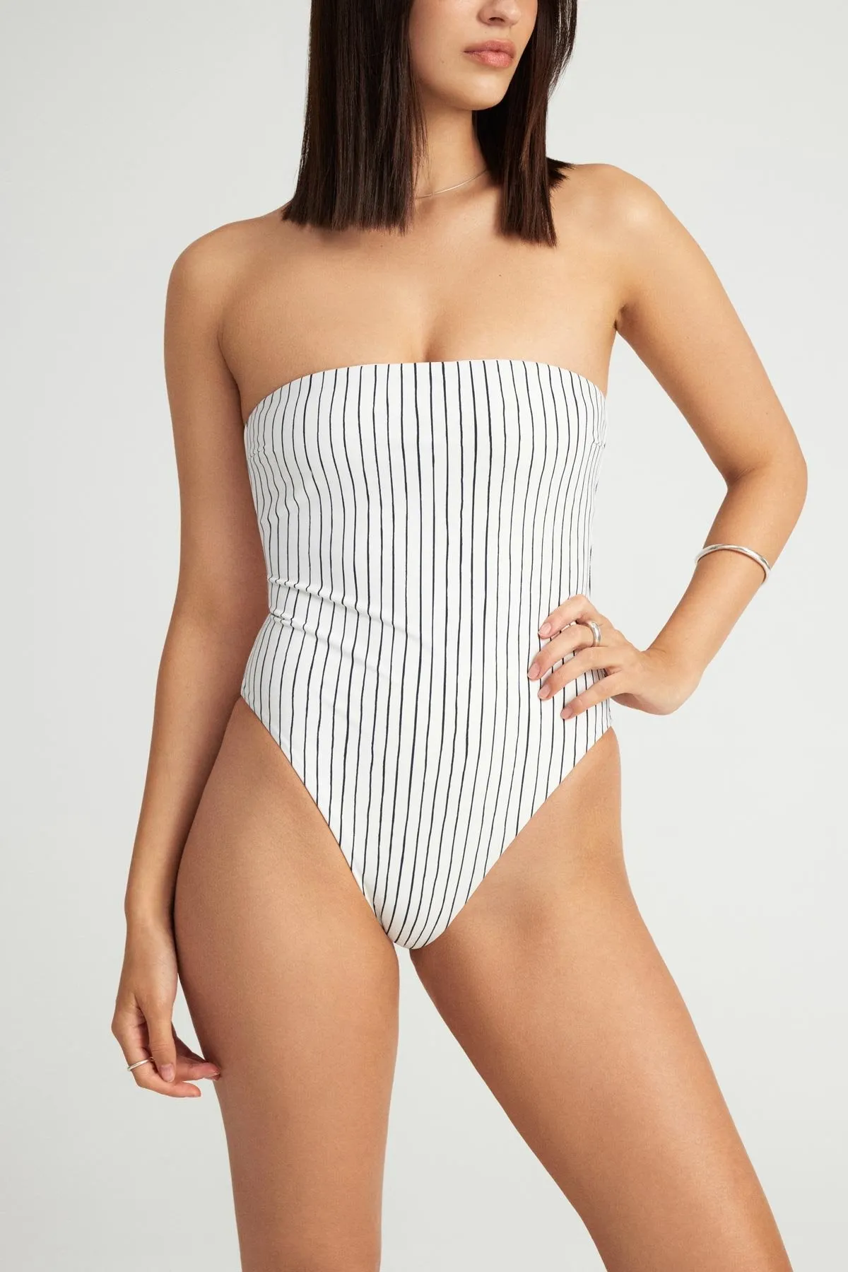 Upcycled Bandeau One Piece - Bolero Stripe sold by Vitamin A