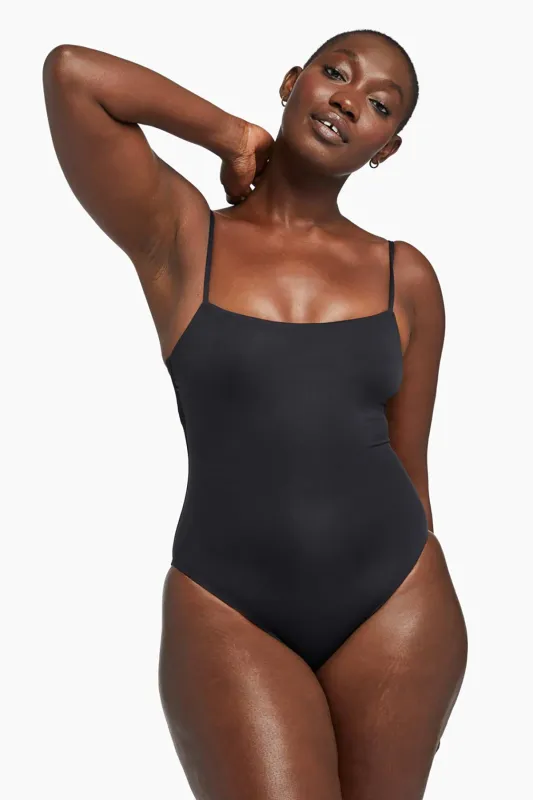 Jenna High Leg One Piece Full Cut - Black EcoLux sold by Vitamin A