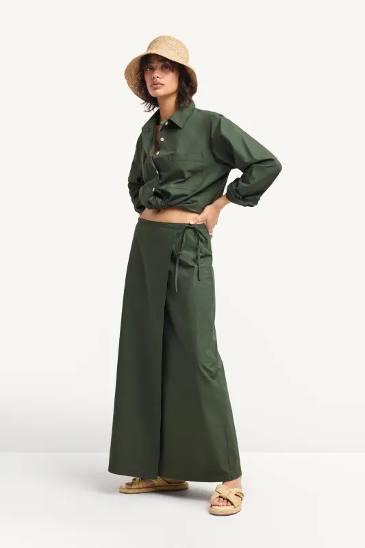 Willa Wrap Skirt - Forest Cotton Poplin sold by Vitamin A