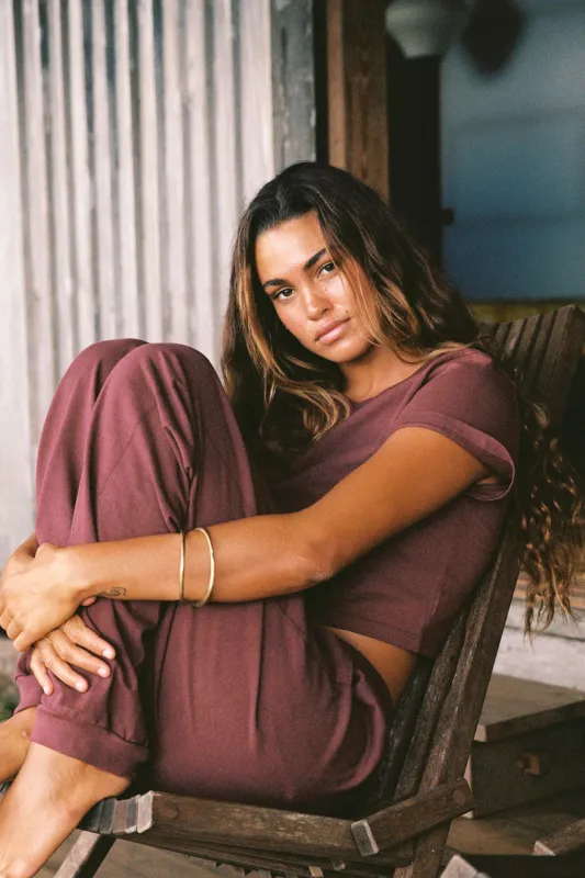 Coast Jogger Pant - Crushed Berry Cotton Jersey sold by Vitamin A