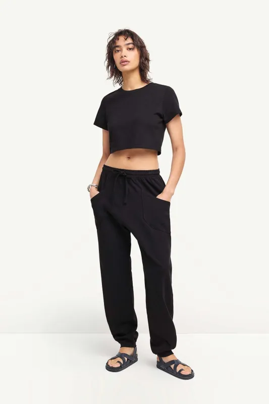 Coast Jogger Pant - Black Cotton Jersey sold by Vitamin A